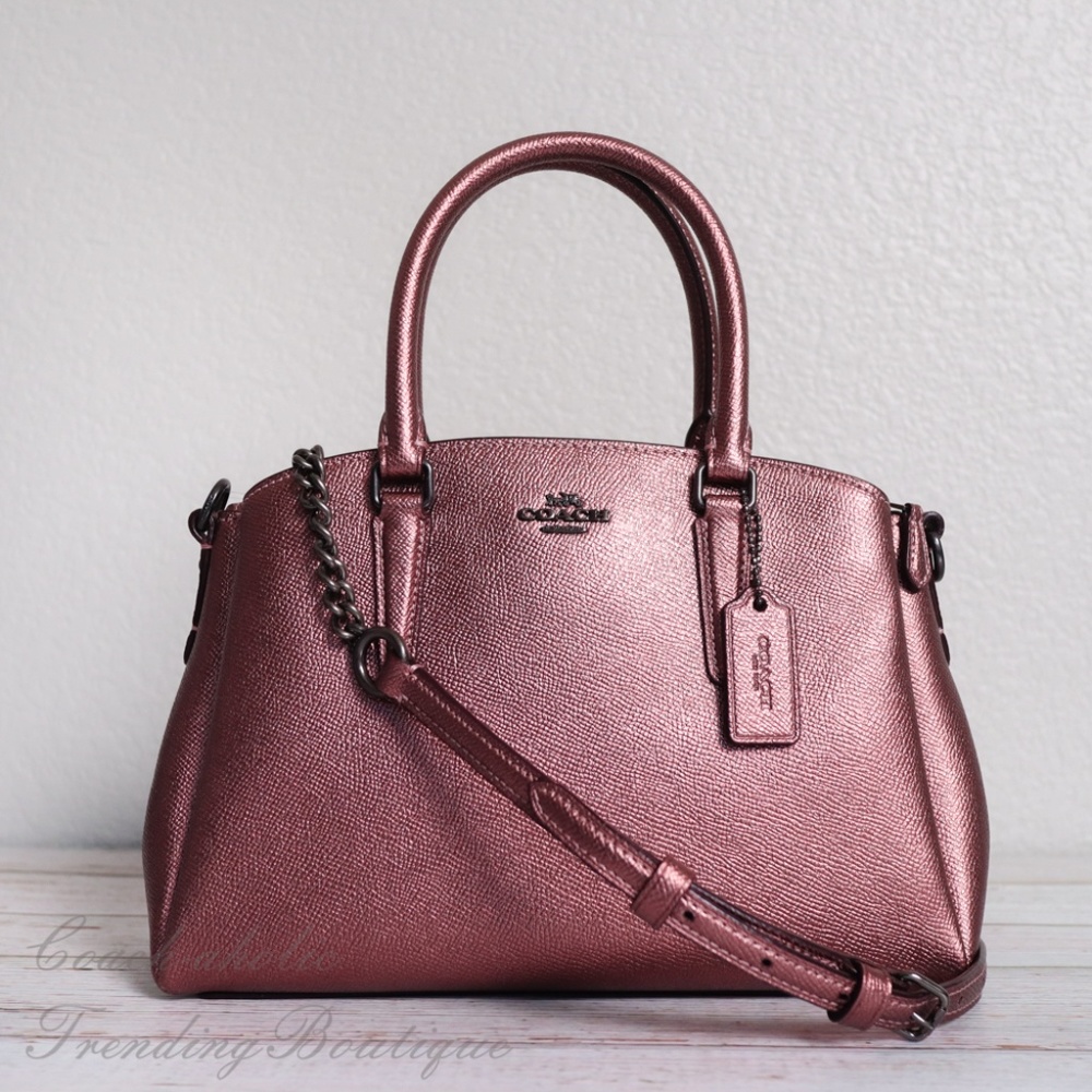 NWT Coach Metallic Crossgrain Leather Mini Sage